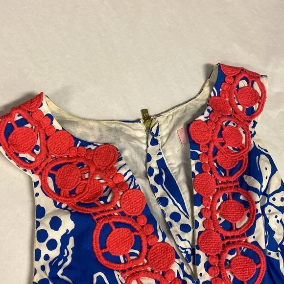 Lily Pulitzer Floral Blue and Red Sleeveless Dress - Picture 11 of 11
